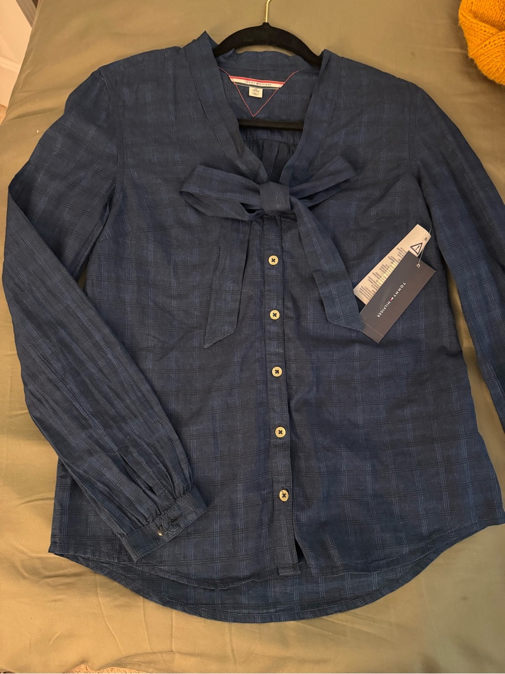 Tommy Hilfiger Navy Blue Bow-Tie Button Front Shirt